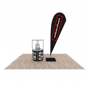 Promotion stand set 2 2.0 - advertising flag and folding counter