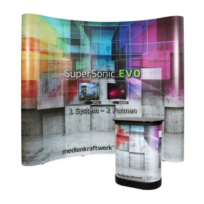 SuperSonic® EVO curved - folding display with SmallBox transport case
