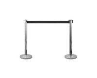 Barrier post with tape / demarcation stand / pedestrian guidance system / belt post
