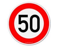 Truck long distance traffic speed sign - 50 km/h - maximum speed limit