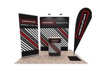 Promotion stand set 6 - RollUp display, exhibition wall, promotion counter and advertising flag