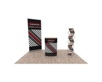 Promotion stand set 1 - roll-up displays, promotion counter and brochure stand