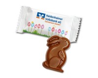 Chocolate Easter bunny with promotional packaging