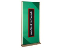 WoodStand Display 90x220cm incl. print - Our sustainable / resource-saving advertising display.