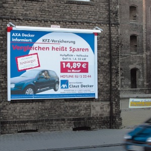 outdoor advertising car insurance billboard advertising on house wall
