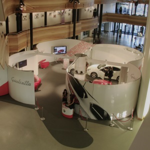 Image of an ISOframe exhibit booth - view from a slightly elevated position