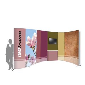ISOframe set6 combi exhibition system - curved with print in different colors